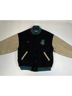 Nike Men XL Jacksonville Jaguars NFL Varsity Bomber Jacket Wool Leather